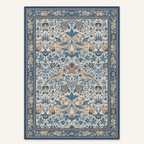 Tapis floral vintage Margot, vue complète du motif sur fond clair
