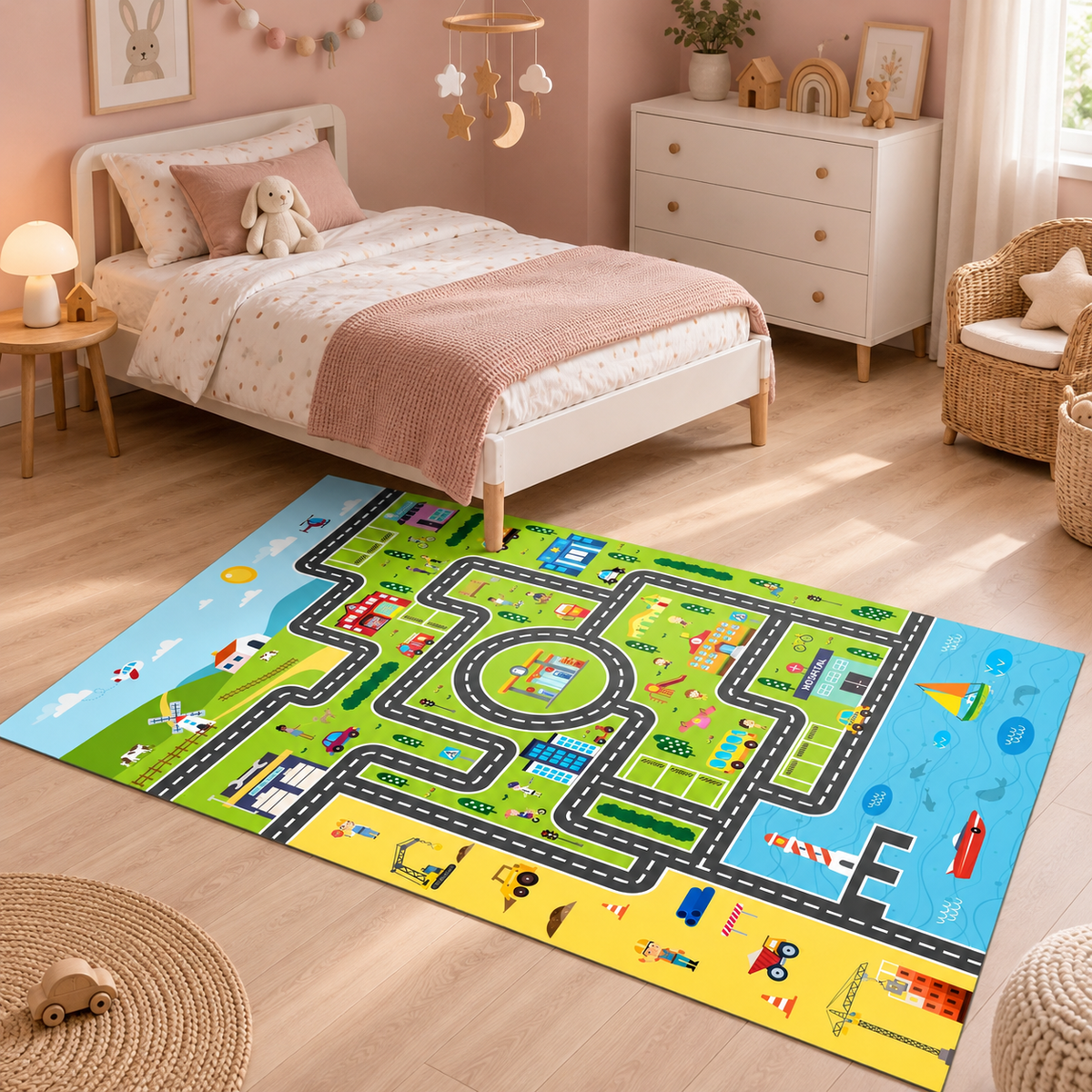 Tapis Mini-Ville dans la pièce, vue d'ensemble