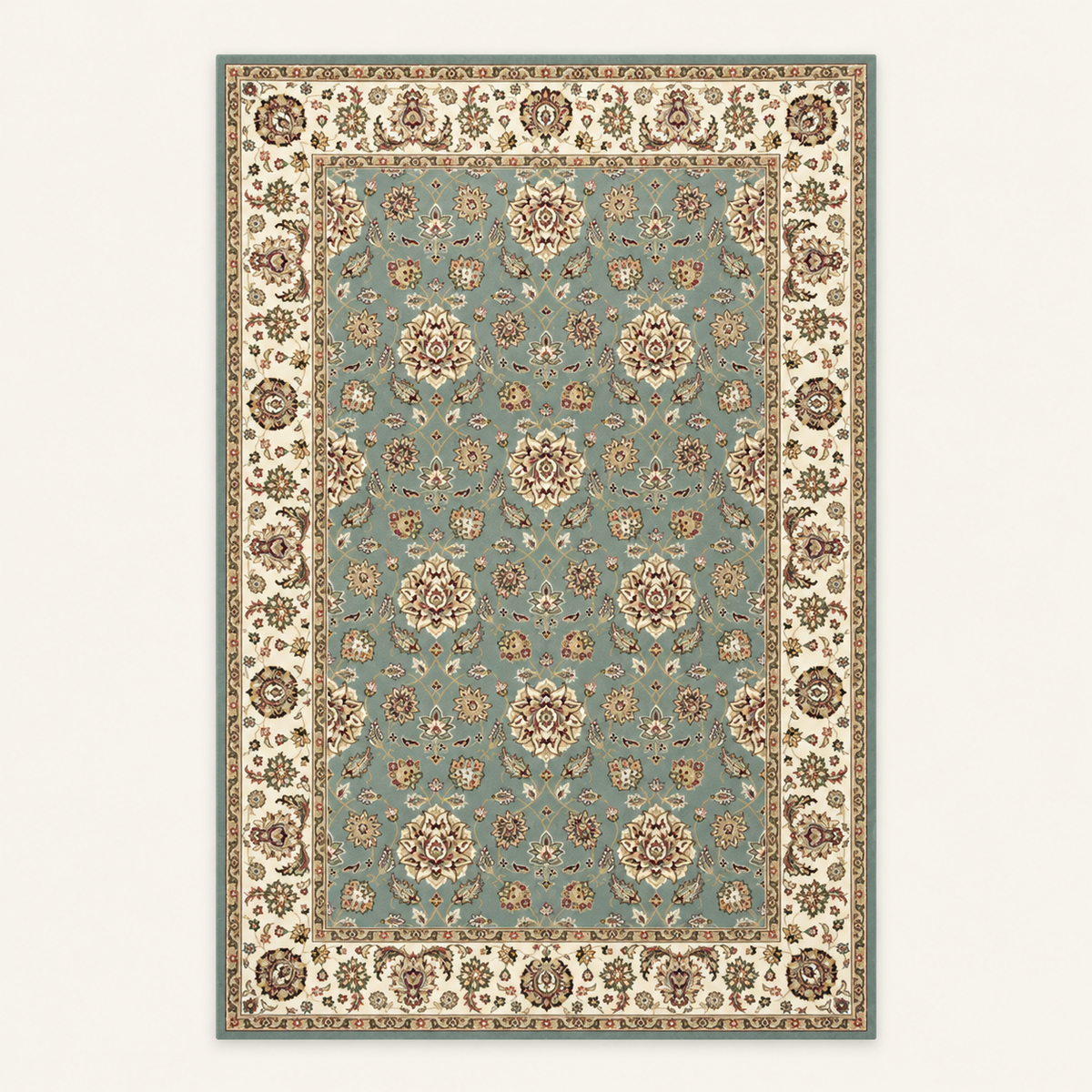 Tapis bohème lavable Mireille, vue complète du motif sur fond clair
