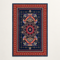 Tapis bohème lavable Naëlle, vue complète du motif sur fond clair