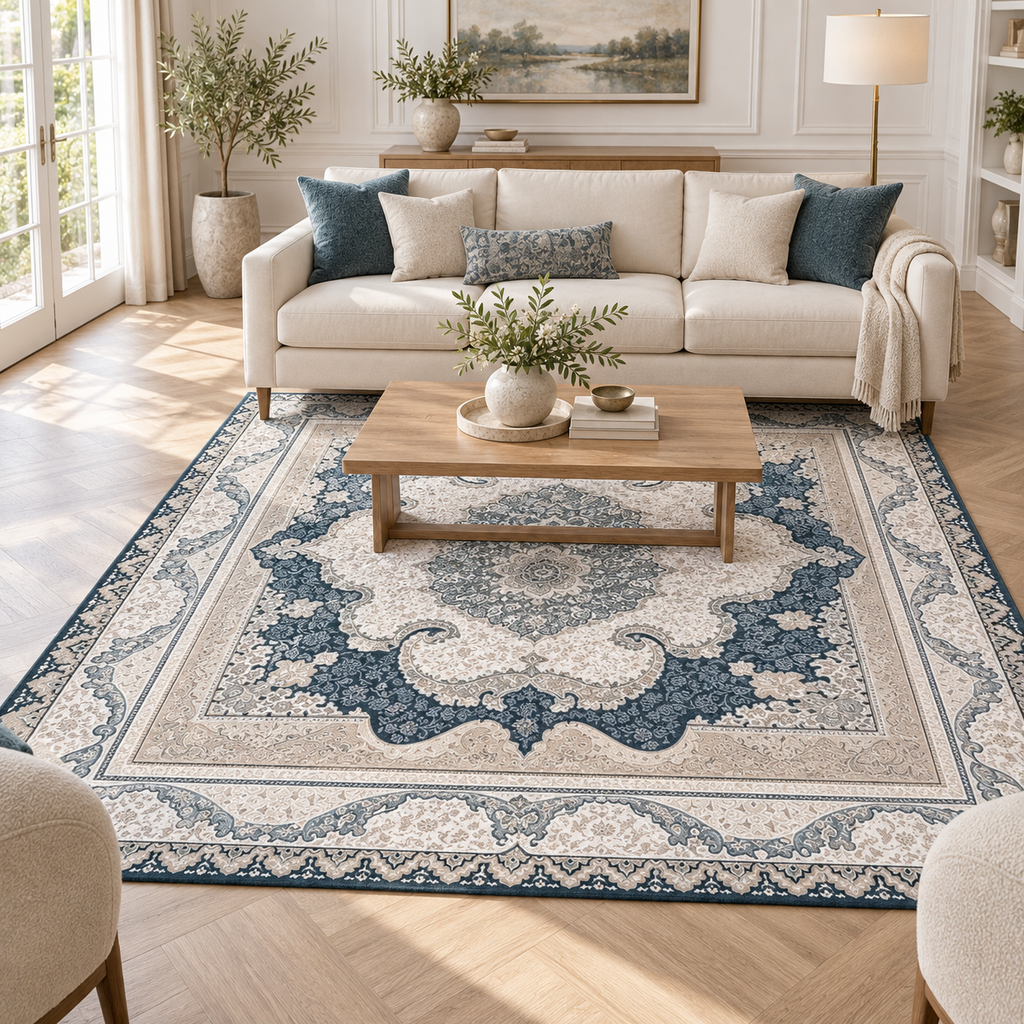 Tapis Naïma dans la pièce, vue d'ensemble