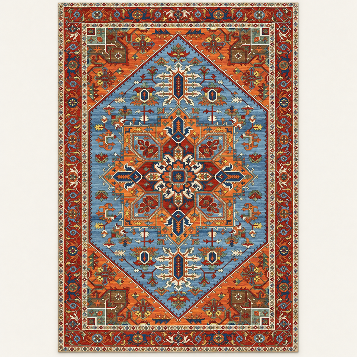 Tapis géométrique rétro Ninon, vue complète du motif sur fond clair