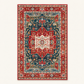 Tapis bohème lavable Oriane, vue complète du motif sur fond clair