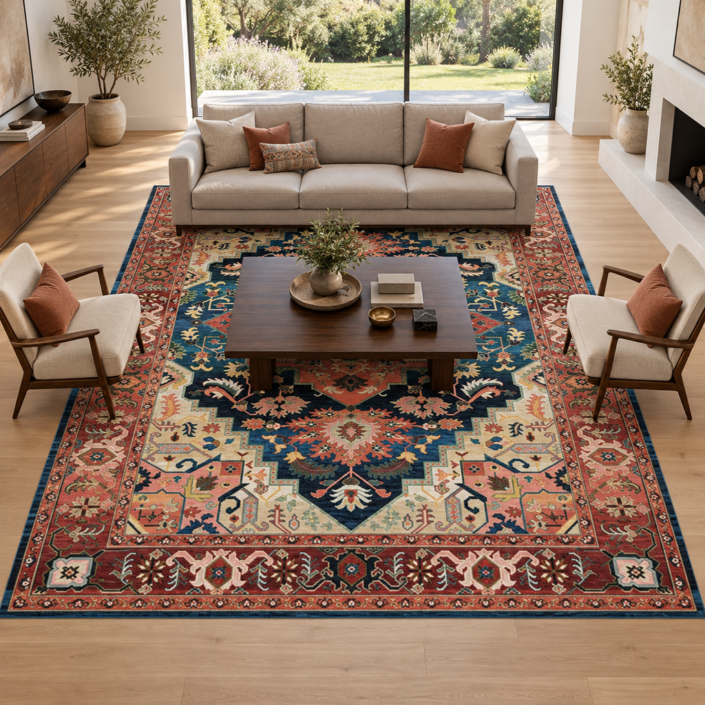 Tapis Quitterie dans la pièce, vue d'ensemble