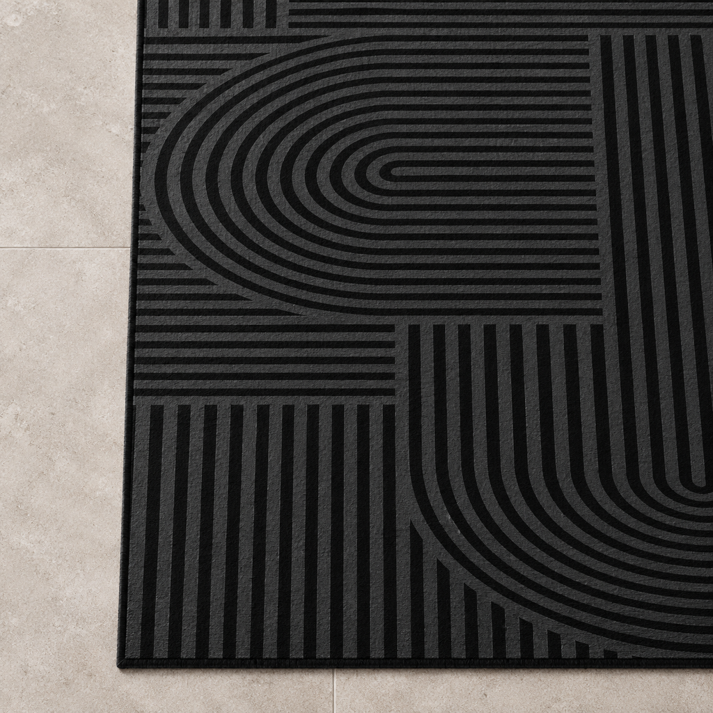 Détail du motif du tapis Rivage, vu du dessus
