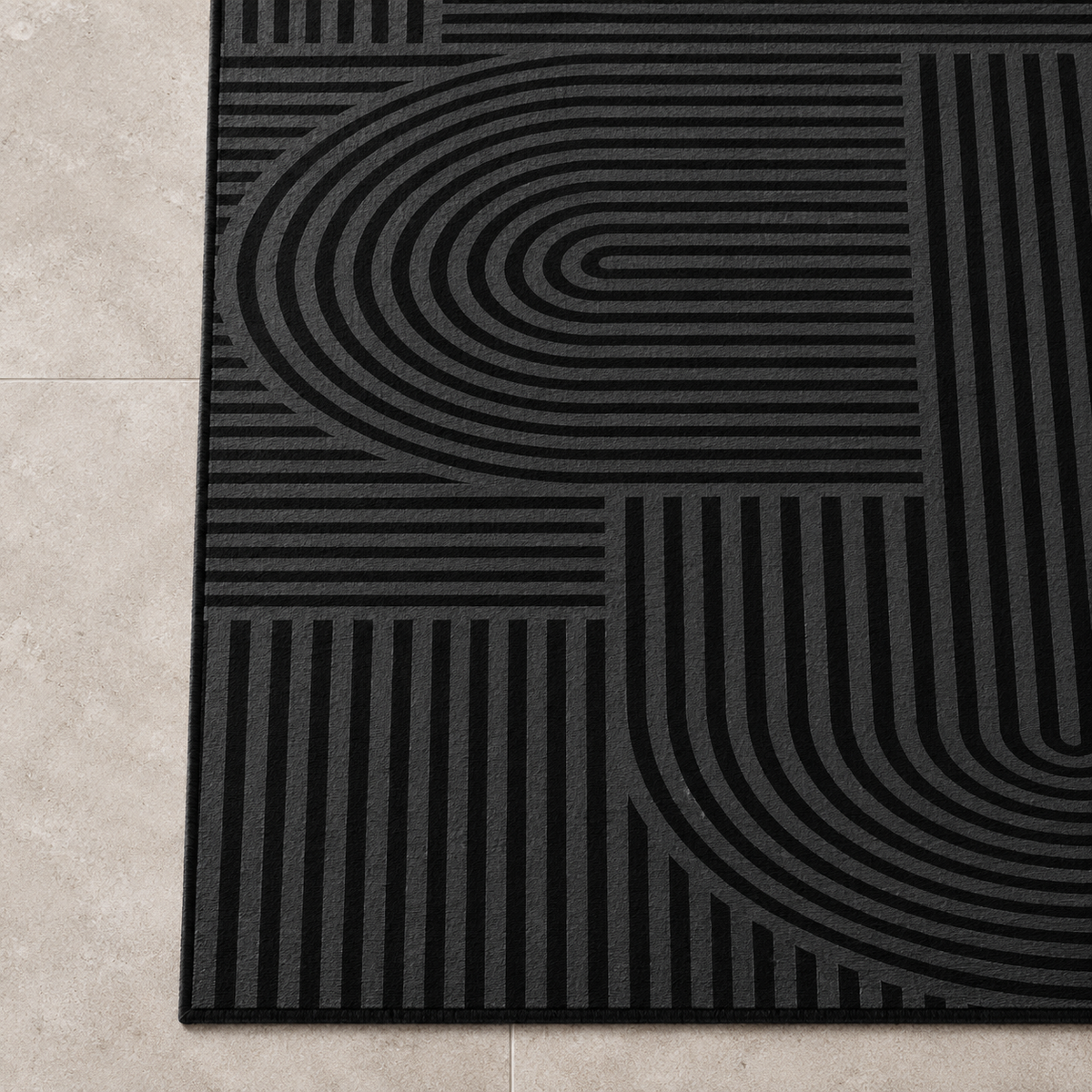 Détail du motif du tapis Rivage, vu du dessus