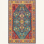Tapis géométrique rétro Romy, vue complète du motif sur fond clair