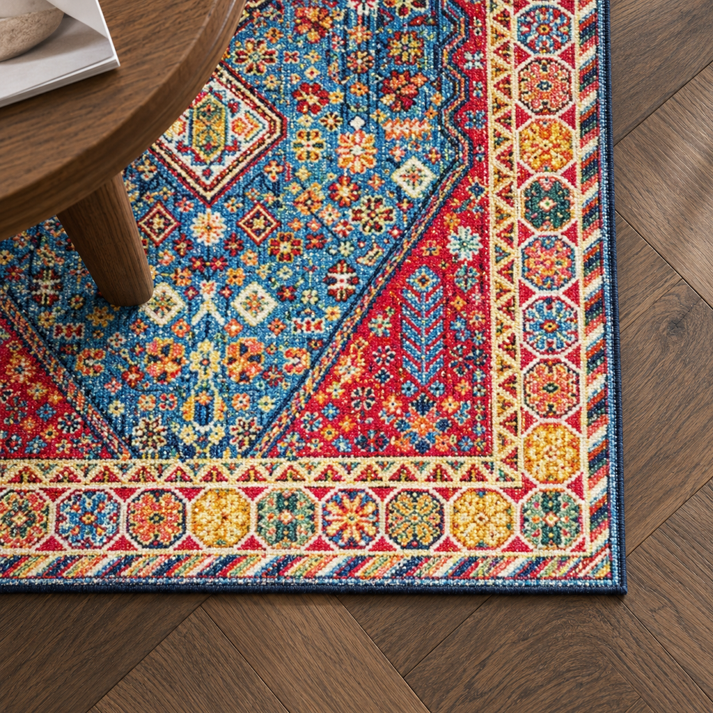 Détail du motif du tapis Romy, vu du dessus