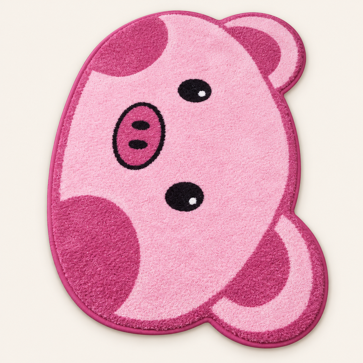 Tapis enfant Petit Cochon Rosalie, vue complète du motif sur fond clair