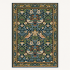 Tapis floral vintage Rose, vue complète du motif sur fond clair