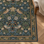 Détail du motif et de la bordure du tapis Rose, vu du dessus