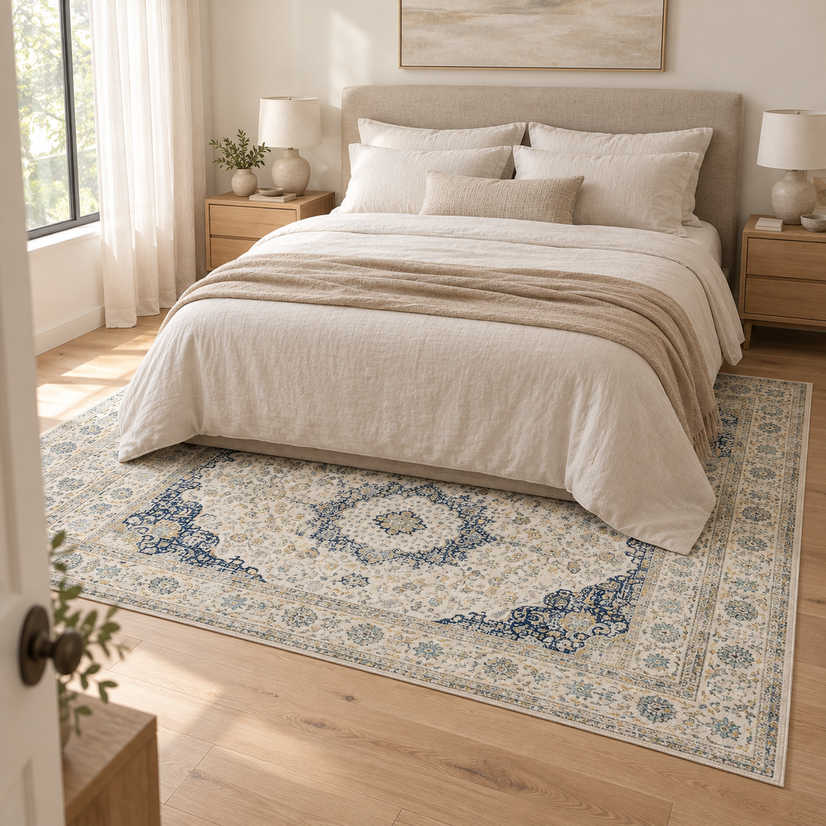 Tapis Salomé dans la pièce, vue d'ensemble