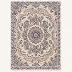 Tapis persan bohème Samira, vue complète du motif sur fond clair