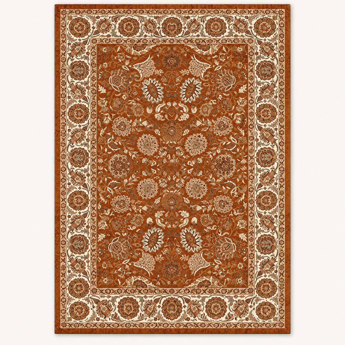 Tapis vintage persan Selena, vue complète du motif sur fond clair