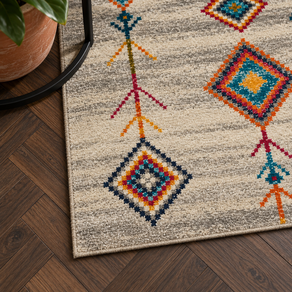 Détail du motif du tapis Sienna, vu du dessus