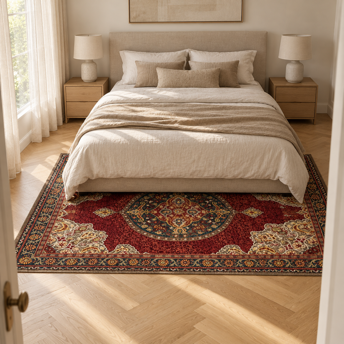 Tapis Sixtine dans la pièce, vue d'ensemble