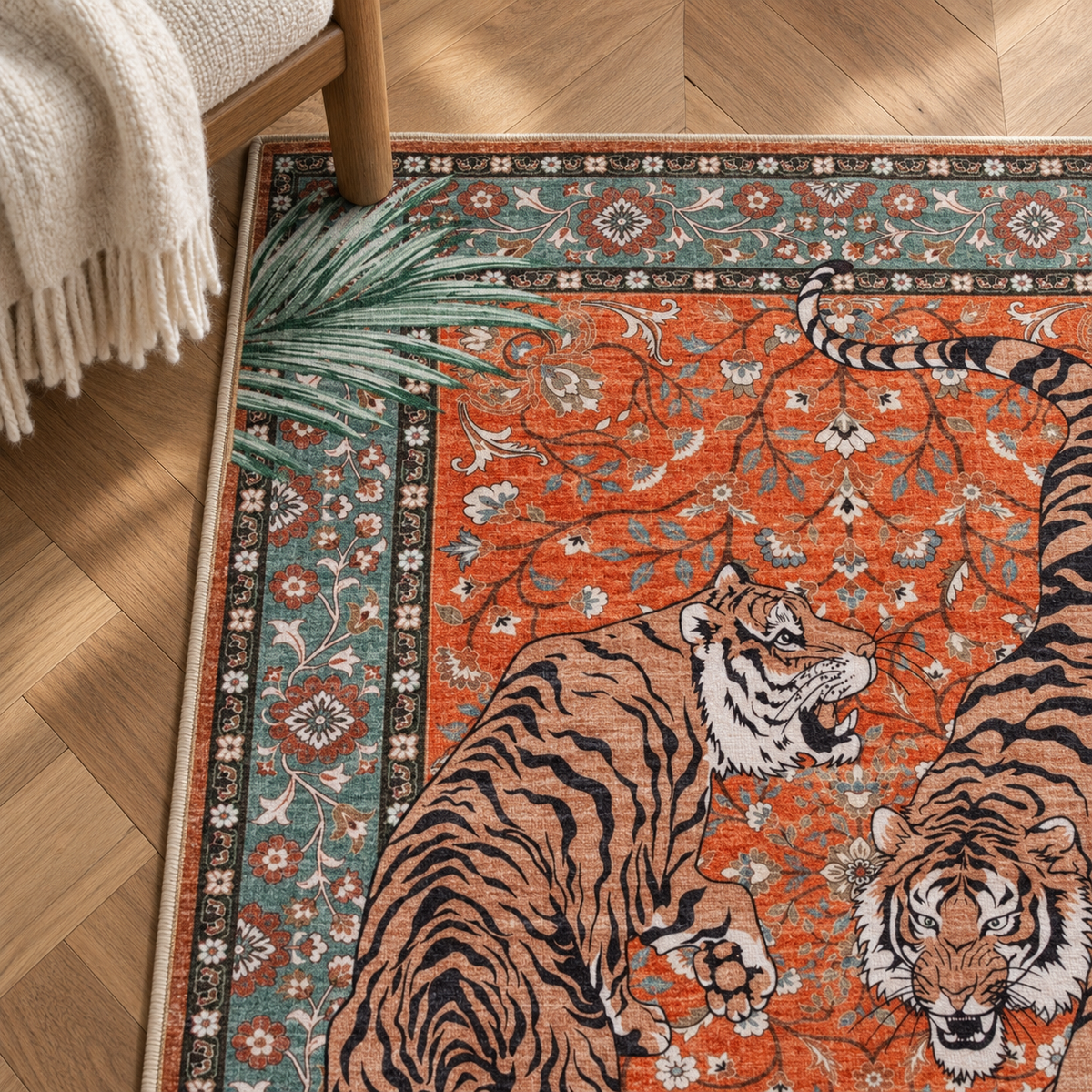 Détail du motif du tapis Tao, vu du dessus