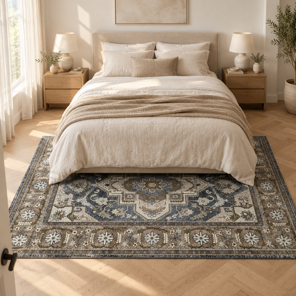 Tapis Thaïs dans la pièce, vue d'ensemble