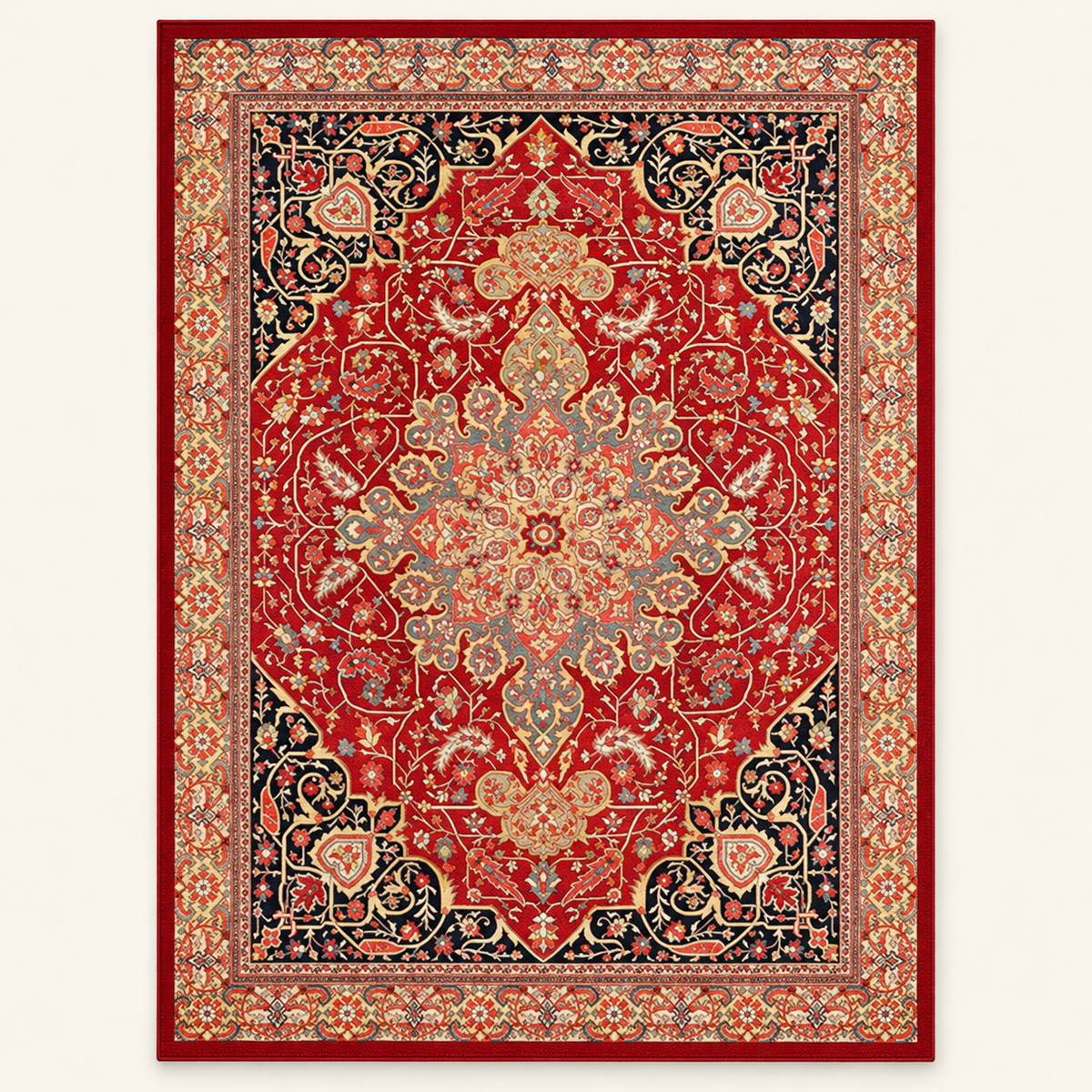 Tapis géométrique rétro Théa, vue complète du motif sur fond clair