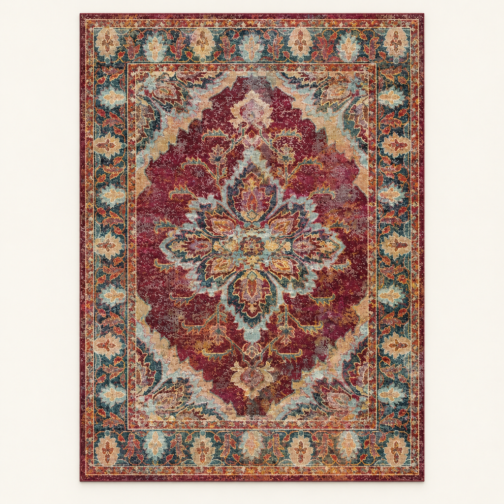 Tapis géométrique rétro Ulysse, vue complète du motif sur fond clair