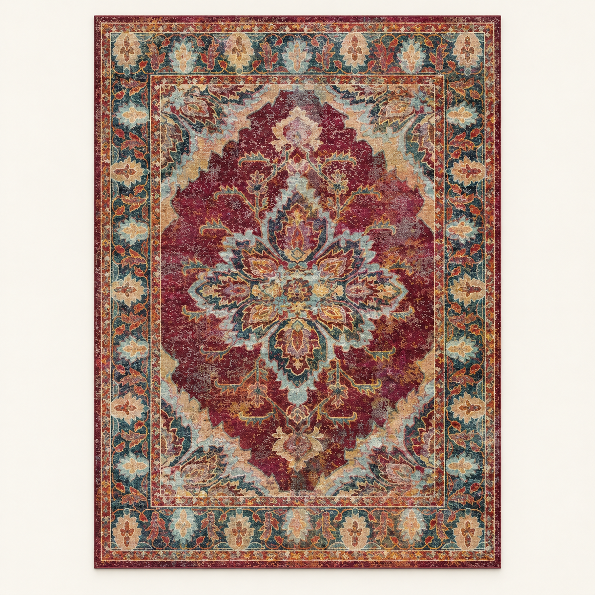 Tapis géométrique rétro Ulysse, vue complète du motif sur fond clair