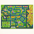 Tapis circuit enfant Balade Urbaine, vue complète du motif sur fond clair