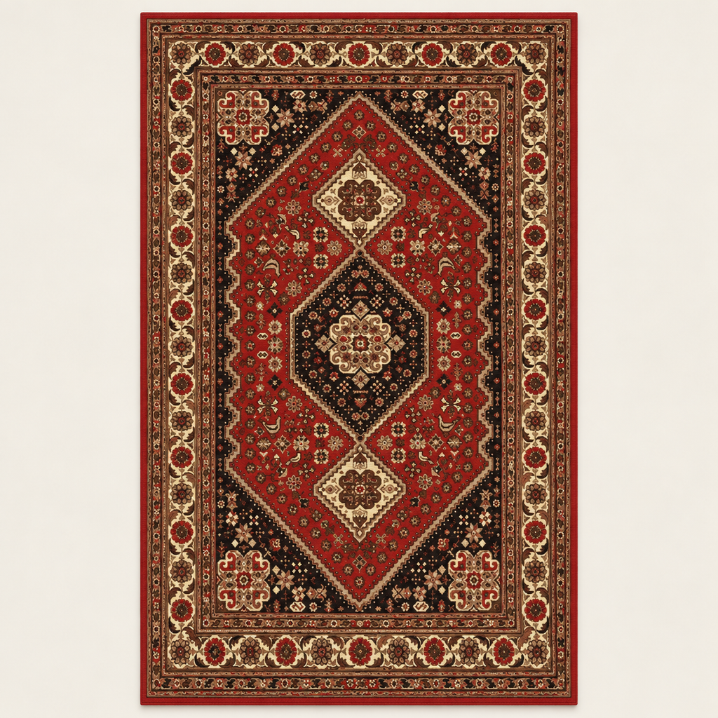 Tapis géométrique rétro Valentina, vue complète du motif sur fond clair