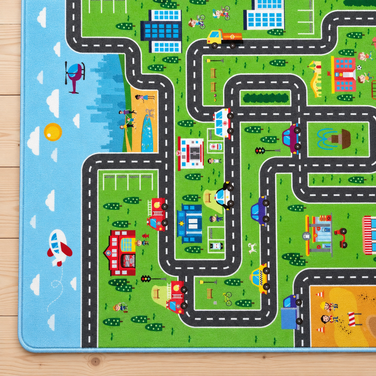Détail du motif du tapis Petit Voyage, vu du dessus