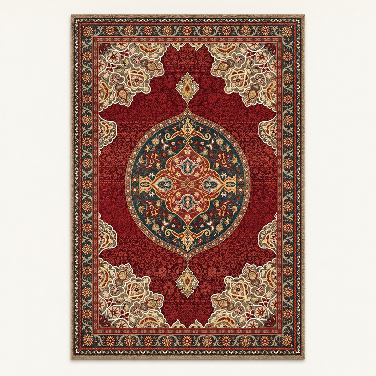 Tapis géométrique rétro Wanda, vue complète du motif sur fond clair