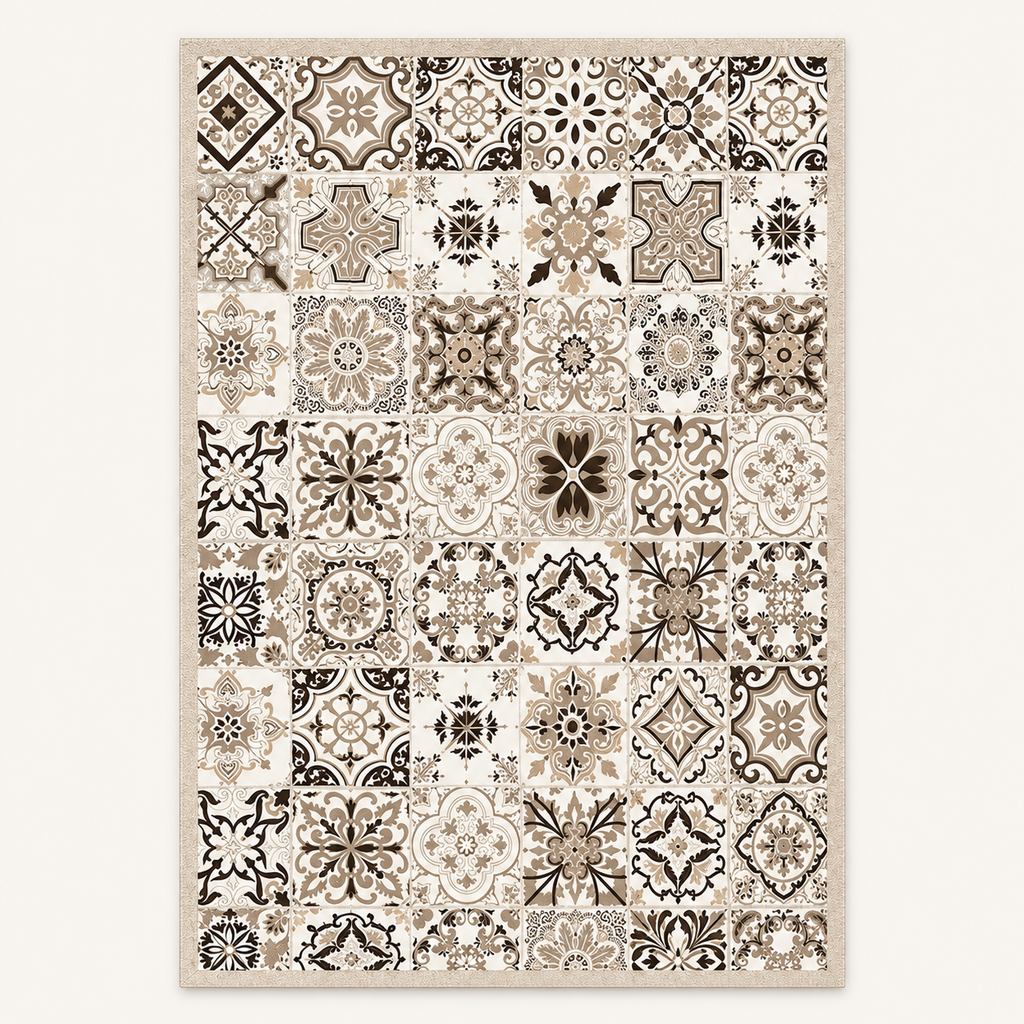 Tapis vintage persan Yasmina, vue complète du motif sur fond clair