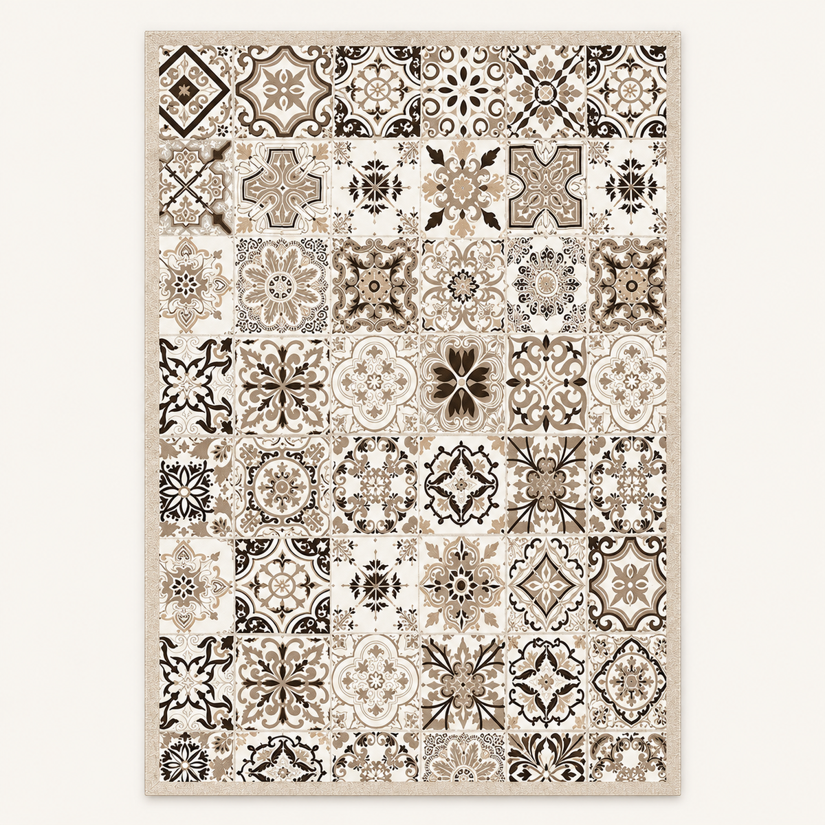 Tapis vintage persan Yasmina, vue complète du motif sur fond clair