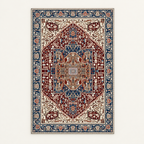 Tapis bohème lavable Ysé, vue complète du motif sur fond clair